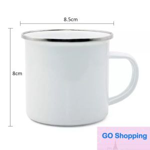 Simple Sublimation Enamel Coffee Mug 12oz Camping Mug Metal Blank Coffee Cup Enamel Steel Tumblers Sea Shipping