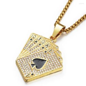 Pendant Necklaces Fashion Personality Hip Hop Gold Poker Cards Men