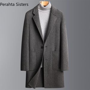 Мужской шерстяной плащ высочайшего качества, шерстяной плащ Arbaka, мужской осенне-зимний деловой длинный стиль, двусторонние шерстяные пальто, роскошная мужская одежда 230911