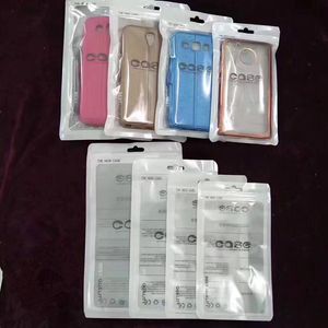 Bolsas de polietileno Plástico transparente Embalaje Opp Paquete con cremallera Accesorios Cajas de venta al por menor de PVC Manijas para 4.7 5.5 6.5 pulgadas iPhone Samsung Huawei XiaoMi OnePlus Caja de cable con clip