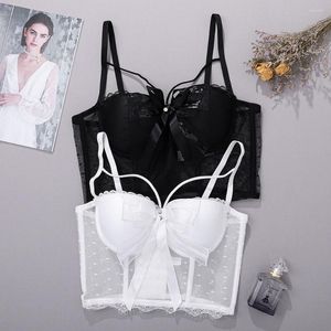 Kadın tankları moda gece kulübü tüp üstleri seksi dantel örgü mahsul üst kadınlar ince push bralette kırpılmış korse sütyen kadın yelek giysileri