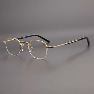 Fashion pure handmade designer MASUNAGA top Classic box titanium with the same GMS-112 artistic half frame anti blue light can be matched myopia