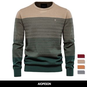 Maglioni da uomo AIOPESON Marchio Maglione di cotone Uomo Moda Casual O Collo Impiombato Pullover Lavorato a maglia Uomo Inverno caldo Uomo 230912