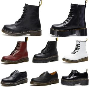 مع Box Designer Boots Short Boot Doc Martens Dr Martins Shoes Mener Men Women Marten High Leather Winter Snow Booties Oxford Bottom Onkle Black White