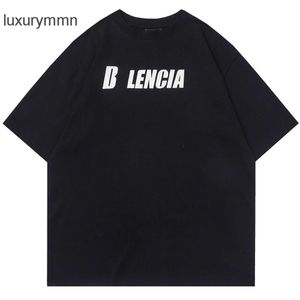 Designer camisetas balencigs hoodies moletom masculino de alta qualidade paris b algodão de manga curta em torno do pescoço t-shirt tendência solta explosão impressão tee casal top