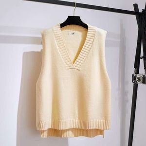 Large Sized Vest For Women In Autumn And Winter Fat Loose V Neck Knitted Sweater Ring