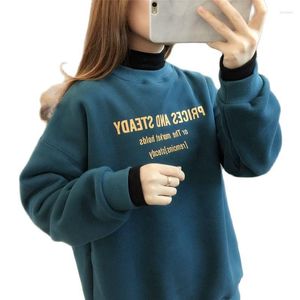 Kadın Hoodies Yüksek Yaka Plus Kalın Velvet Kadın Sonbahar ve Kış 2023 Koreli Öğrenciler Gevşek Ceket Ateş Gelgit Üzerine