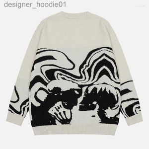 Men's Sweaters Men's Sweaters Graphic Sweater Men Streetwear Y2k Pullovers Vintage Knit Oversize Pull Knitwear Women Harajuku Fashion Loose Male Jumper L230912