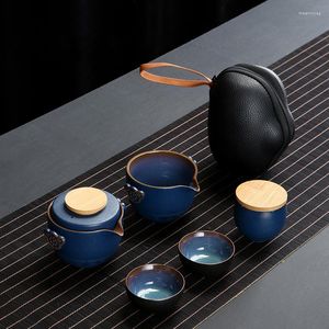 TeAware Setleri Özelleştirme Çin Teaset Seramik Taşınabilir çaydanlık Seti Seyahat Gaiwan Çay Bardağı Tören Çay Fincanı İnce El Pot