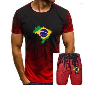 Męskie koszulki T-shirty Cotton Men T-shirts Classical 2023 Hip Hop Tshirt Streetwear Brazylia Mapa Flaga Unisex T-shirt