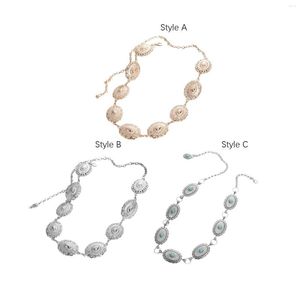 Cintos femininos metal oval corrente cinto confortável para combinar com seus vestidos saias camisas jeans presente de formatura com fivela estilo boho