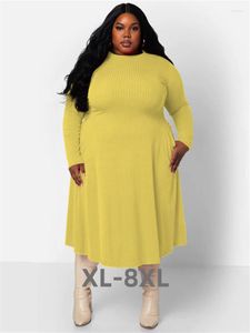 Plus Size Dresses Women Fall Clothes Super Stretch Loose Solid O Neck Long Elegant Maxi Dress Wholesale 3xl 4xl 5xl 6xl
