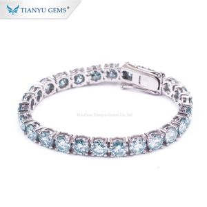 Теннисный браслет Tianyu Gems из белого золота с муассанитом и бриллиантами, цепочка длиной 6,5 м, серебро 14/18 карат, белое золото