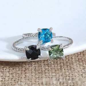 designer jewelrys rings Cushion Cut Cubic Zirconia Statement Ring Square Geometric Ring 8mm Popular Button Thread Minimalist Jewelry