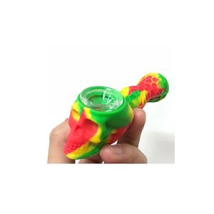 Ghost Head Honeycomb Pipe With Glass Bowl Ladies Hand Pipe Silicone Handrör