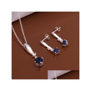 Orecchini Collana di alta qualità 925 Sterling Sier Pezzo Set di gioielli in zaffiro Dfmss535 Nuovissima vendita diretta in fabbrica Collana da sposa E Dhmol