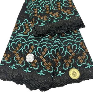 KY-5150 Sewing Craft Swiss Voile Lace Fabric Rhinestones Embroidered Cotton Cloth Nigerianが販売最新5ヤード夏のデザイン女性事件パーティー2023