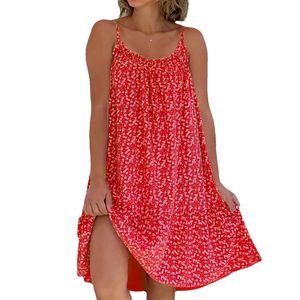 Summer Dress for Women Casual Tank Beach Cover Ups Floral Spaghetti Straps Sundress 2309091