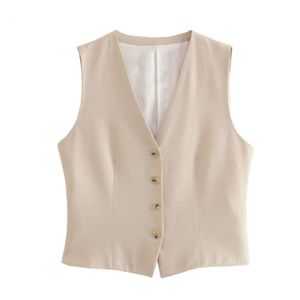 Gilet da donna stile estivo Casual scollo a V senza maniche Slim Fit monopetto gilet in puro colore femminile