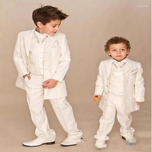 Men's Suits Latest Tailored For Children Lvory 3 Pieces Wedding Boy Tuxedo (Jacket Pants Vest Tie) Gentlemen Blazer Sets Bespoke