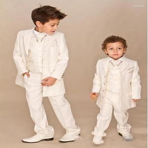 Abiti da uomo Ultimi su misura per bambini Lvory 3 pezzi Smoking da ragazzo per matrimonio (giacca, pantaloni, gilet, cravatta) Set di blazer da uomo su misura