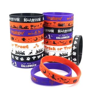 Halloween Decorations Silicone Wristband Trick Bracelet Pumpkin Waterproof Halloween Decor Party Supplies Wholesale