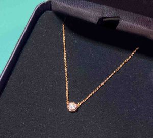 2023 V Guldmaterial Kvalitet En diamant charmhänge halsband i rosguldpläterad har stämpelbox PS4455A L