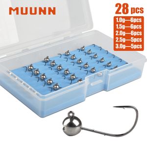 Ami da pesca MUUNN 2830PCS Tungsteno Jig Head Set 1g15g2g25g3g Spinato Shaky Rig Scorfani Richiamo MANTIS AJING Morbido Ajing 230912