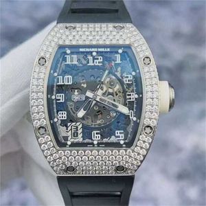 Automatiska armbandsur Mekaniska Richarmilles-klockor Swiss Men's Watches 010 Original Shell Outer Ring Bakre diamantsida Full Diamond 18K Platinum WN-P5OM