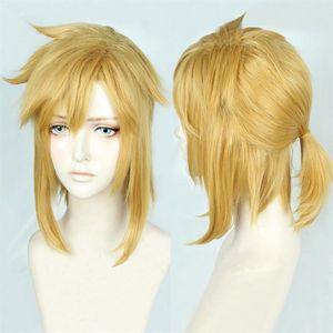 Zelda Link Efsanesi Kısa Altın Sarı Cosplay Pony Tail WIG173V