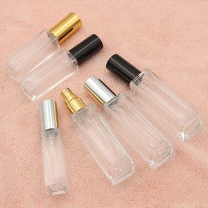 Clear Portable Glass Perfume Spray Bottle 10ml 20ml Empty Cosmetic Containers with Atomizer Gold Silver Cap Fragrance Bottles Riraf