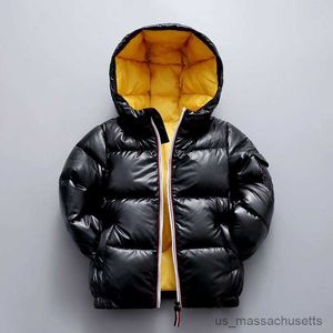 Down Coat 2-10 år vinterpojkar ner jacka mode håll varm baby kappa huva blixtlås vattentätt ytterkläder barn kläder r230912