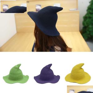 Party Hats New Modern Sticke Wool Wizard Hat Halloween Clothing Witch Holiday Z230809 Drop Delivery Home Garden Festive Supplies Dhiau