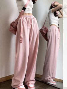 Женские брюки Kpop Y2K, розовые мешковатые спортивные штаны для бега, женские уличные брюки в стиле хиппи, спортивные повседневные однотонные широкие брюки больших размеров в стиле Харадзюку