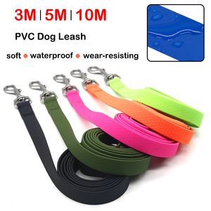 Dog Collars Leashes Long PVC Dog Leash 5m 10m Waterproof Large Pet Training Durable 3 5 10 M Meter Lead Rope Line Small Big Cat Outdoor Supplies 230911