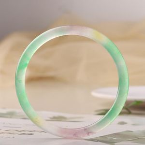 Natural Jade Bangle Round Thin Strip Hand Ring Exquisite Bracelet Fine Jadeite Jewelry Lucky Holiday Gift