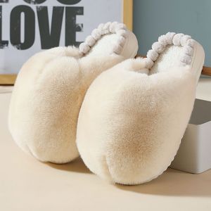 Winter Plush Women Slippers 2023 Luxury Soft Faux Fur Platform Indoor Slippers Ladies Warm EVA Sole Non-slip Home Cotton Shoes