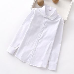 Camicette da donna 2023 camicia a maniche lunghe tinta unita per bambini autunnali coreana bianca invernale top camicetta vittoriana da donna