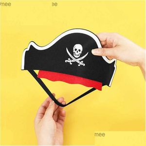 Party Hats 3/6-Piece Printed Skl Pirate Hat Felt rollspelande kostym Halloween Makeup Performance Prop Drop Delivery Home Garden Fest Dhcqi