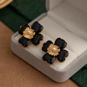 Fashion Vintage 4/Four Leaf Clover Charm Stud Earrings Flower Pearl S925 Silver 18K Gold Plated Earrings for Women&Girls Valentine's Mother's Day Wedding Jewelry Gift