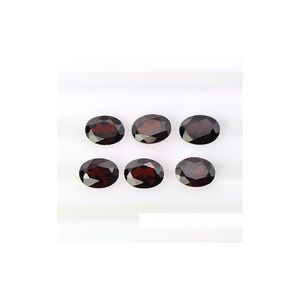 Loose Gemstones 50Pcs/Lot Hine Cut Facet Oval Shape 4X3-7X5Mm Gemstone Chinese Natural Garnet Stone For Jewelry Making Drop D Dhgarden Dhjch