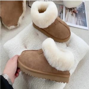 Chinelos masculinos e femininos castanha quente chinelos de pele clássico mini plataforma botas de neve lã confortável inverno tamanhos 35-44