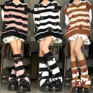 Женские свитера, длинный свитер в стиле панк, готики, женские пушистые вязаные свитера, уличная одежда Y2K, свободные полые съемные пуловеры, сексуальные топы в стиле Харадзюку 230912