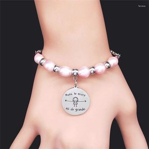 Link Armbänder MAMA Edelstahl Süßwasser Perle Armband Charme Frauen Silber Farbe Schmuck Acero Inoxidable Joyeria Mujer BXS07