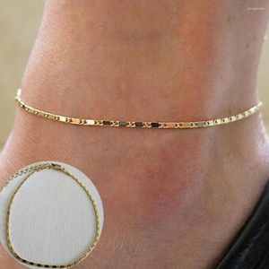 Fußkettchen 1pc Frauen Goldkette Fußkettchen Knöchelarmband Barfuß Sandale Strand Fußschmuck