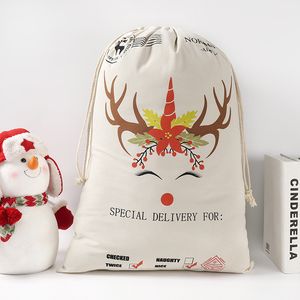 Cute 2023 Wholesale New Personalized Monogram Canvas Christmas Unicorn Santa Sack Stocking