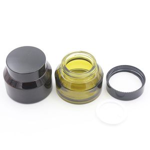 15g 30g 50g Glass Cosmetic Empty Jar Pot Green Amber Makeup Face Cream Container Bottle with Plastic Lid and Inner Bsjdm