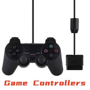 848dd PlayStation 2 Wired Joypad Joysticks Gaming kontroler do podwójnego szoku konsoli PS2 Gamepad przez DHL