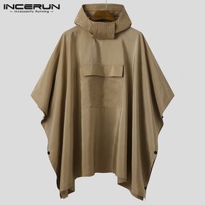 Miscele da uomo INCERUN Uomo Trench solido Quick Dry Poncho con cappuccio allentato Tasche Casual Mantello da esterno Cappotti irregolari Non impermeabili S 5XL 230912