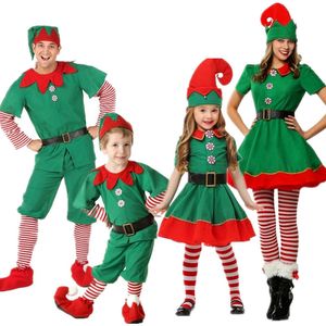 Clothing Sets Boys Girls Kid Halloween Costume Children Elf Santa Claus Clothes Parent-child Sets Adult Red Green Christmas Clothing 230912